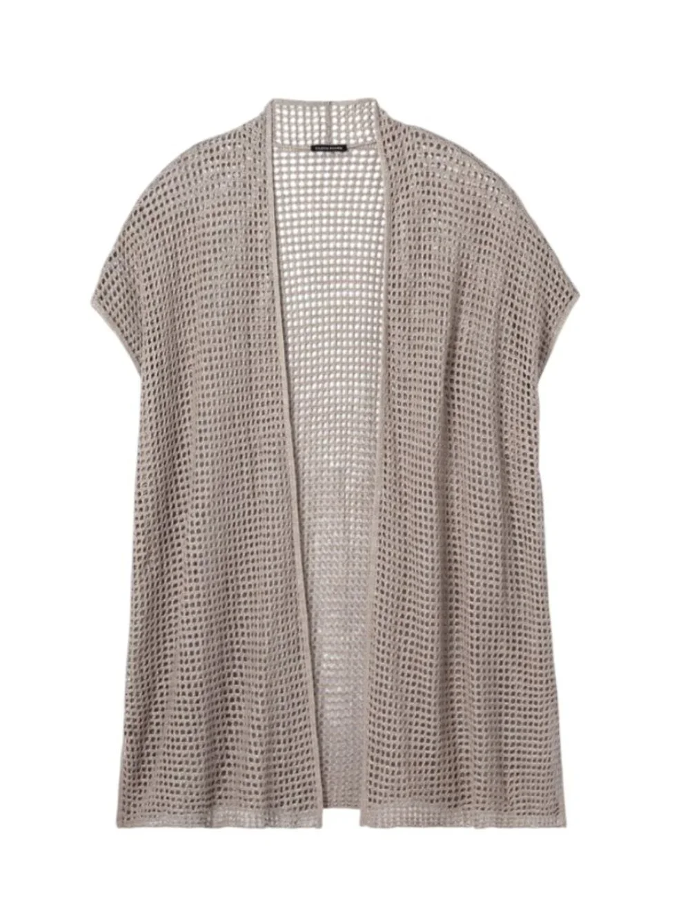 Eileen Fisher Delave Crochet Cardigan Sweater Womens XS Natural Tan Linen Knit